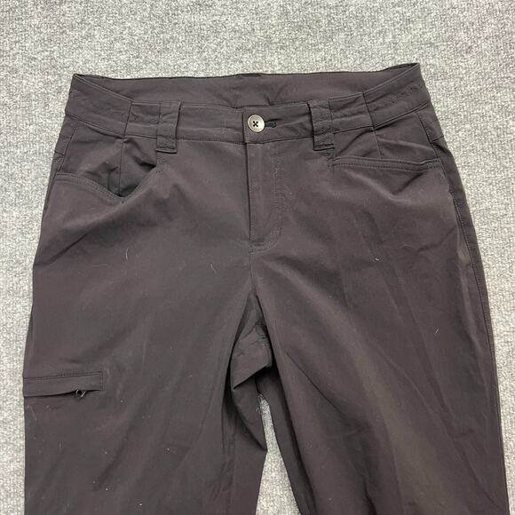 Eddie Bauer Pants Women 8 Black Nylon Stretch Mid-Rise Straight Leg Roll Tab Hem - Picture 2 of 16